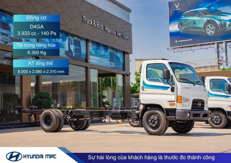Xe tải Hyundai Mighty W11XL thùng dài 6.3 mét